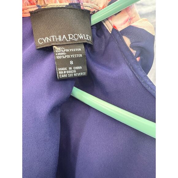 Cynthia Rowley Navy Floral Sleeveless Swing Dress 8 - Picture 4 of 4